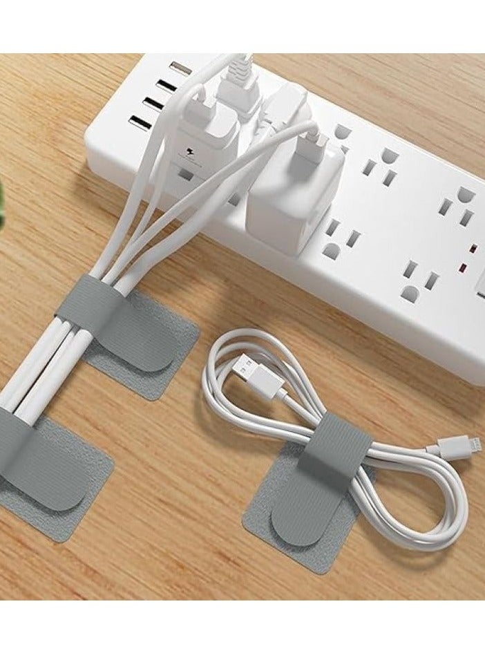 10Pcs 3M Adhesive Wire Organizer Cord Organizers Adjustable Hook and Loop Cable Clips Adjustable Cable Ties Cord Wrappers Keeper Cord Holder Straps for Kitchen, Office Desk Management （Grey）  - Image 1