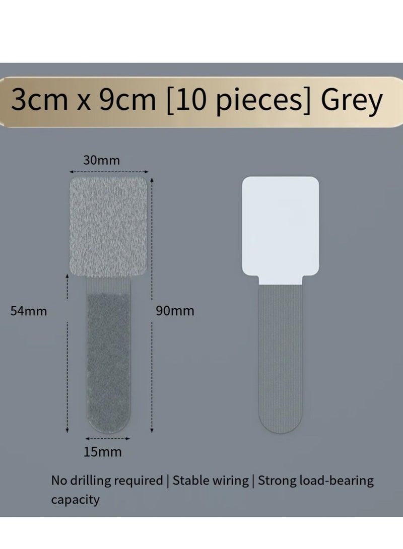 10 pieces of 3M adhesive wire organizer, rope organizer, adjustable hook and loop cable clamp, adjustable cable tie rope (gray) - Image 4