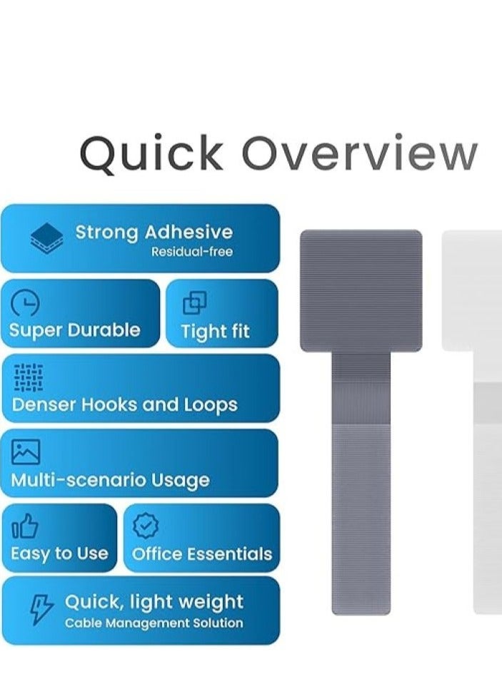 10 pieces of 3M adhesive wire organizer, rope organizer, adjustable hook and loop cable clamp, adjustable cable tie rope (gray) - Image 3