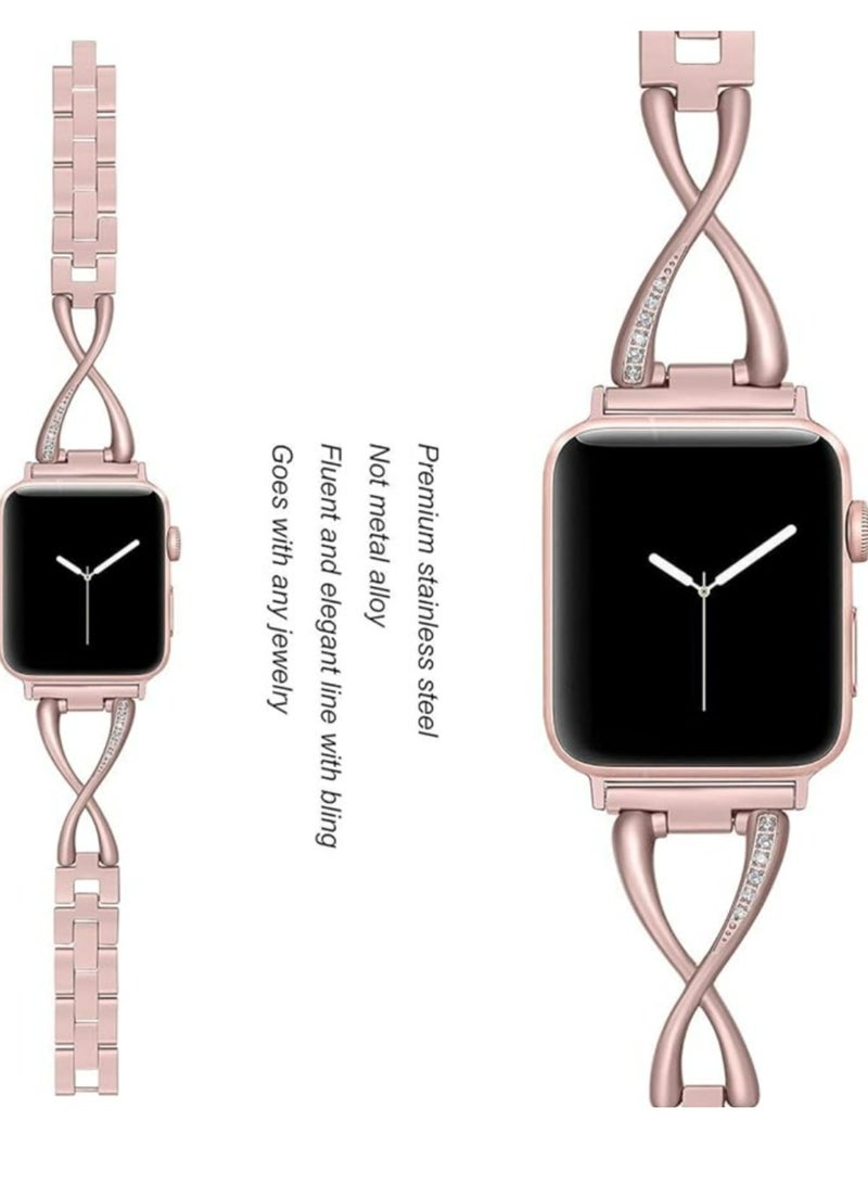 Watch with 38mm 40mm compatible iwatch SE series 9/8/7/6/5/4/3/2/1 Women's Dress Jewelry Stainless Steel Accessories Wristband - Image 3