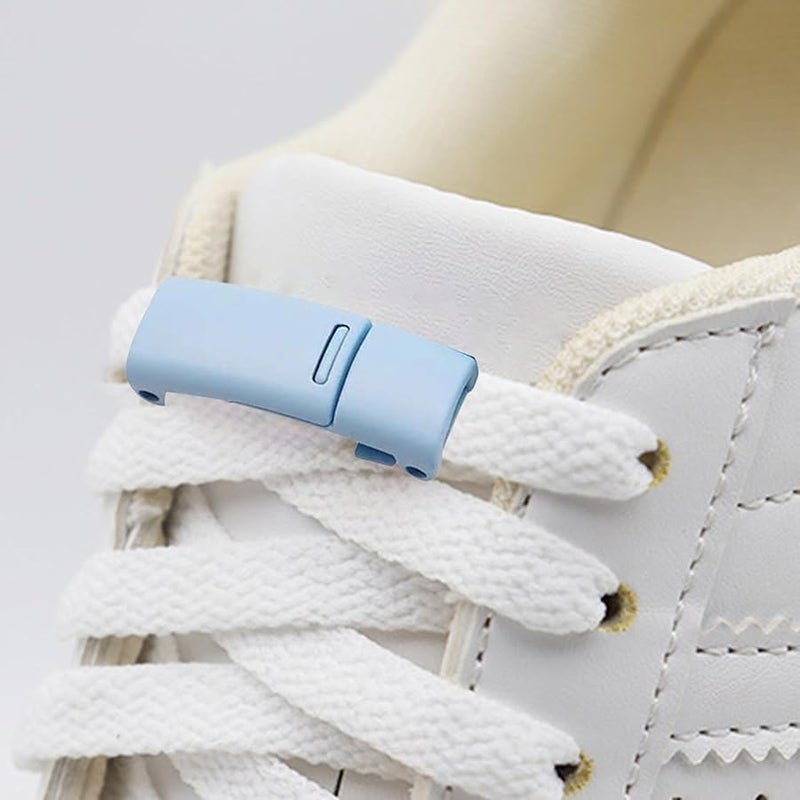 Sky Blue Metal Shoelace Buckle Lock Easy Tie Free Fastener Durable Closure Accessory - Image 3