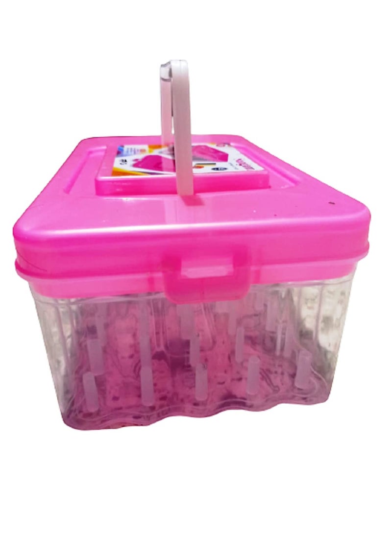 DAIDSUKE Pink 90 Degree 45 Reels Sewing Supplies Organizer Rectangular Empty Plastic Tailoring Accessories Box With Free 27 Needle Set Thread Button Storage Needle 45 Spools Tailor Use Empty Big Box Pink