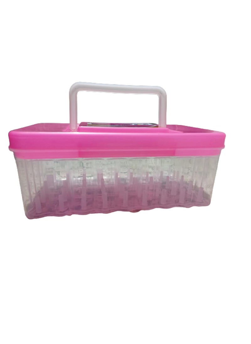DAIDSUKE Pink 90 Degree 45 Reels Sewing Supplies Organizer Rectangular Empty Plastic Tailoring Accessories Box With Free 27 Needle Set Thread Button Storage Needle 45 Spools Tailor Use Empty Big Box Pink