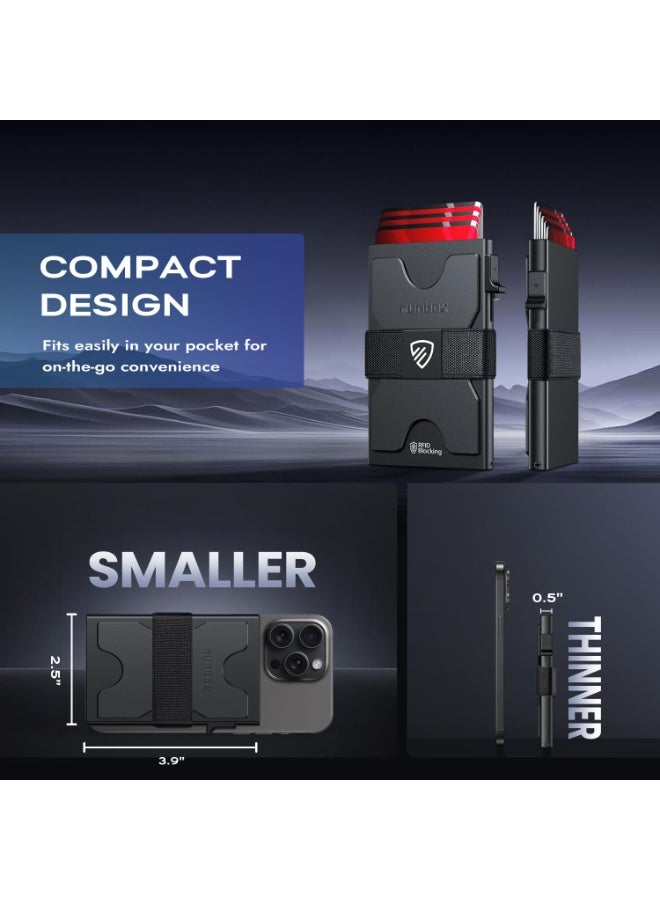 Mens Business Card Holder, Slim Card Wallet for Men and Women, Minimalist RFID Blocking Wallet with Pop-Up Function, Thin Design, Metal Cases Holds 6+6 Cards, Gifts for Men, Men's Accessories - Image 3