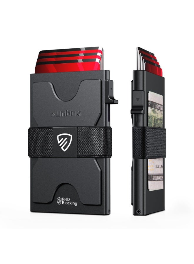 Mens Business Card Holder, Slim Card Wallet for Men and Women, Minimalist RFID Blocking Wallet with Pop-Up Function, Thin Design, Metal Cases Holds 6+6 Cards, Gifts for Men, Men's Accessories - Image 1