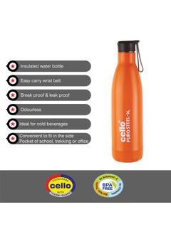 Cello CELLO Puro Steel-X Rover 600 | Water Bottle with Inner Steel and Outer Plastic | Leak Proof Insulated Water Bottle | Suitable for Home, School, Office, Outdoor | 480ml, Orange  - Image 3