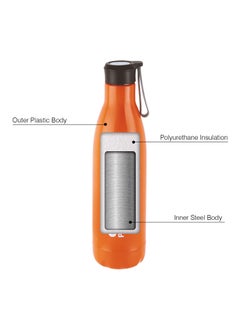 Cello CELLO Puro Steel-X Rover 600 | Water Bottle with Inner Steel and Outer Plastic | Leak Proof Insulated Water Bottle | Suitable for Home, School, Office, Outdoor | 480ml, Orange  - Image 4