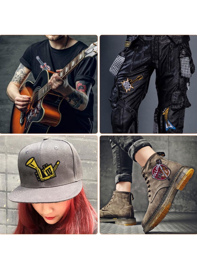 SYOSI Iron on Music Guitar Patches Hip hop Music Series Embroidery PatchSewing on Applique Patches  for Clothes Dress Hat Pants Shoes Curtain DIY Embroidery Patch Sewing Craft Decoration 10 Pcs - Image 4