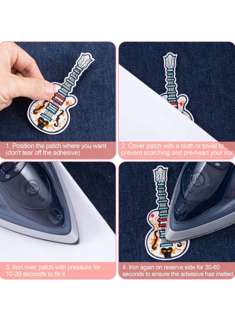 SYOSI Iron on Music Guitar Patches Hip hop Music Series Embroidery PatchSewing on Applique Patches  for Clothes Dress Hat Pants Shoes Curtain DIY Embroidery Patch Sewing Craft Decoration 10 Pcs - Image 5