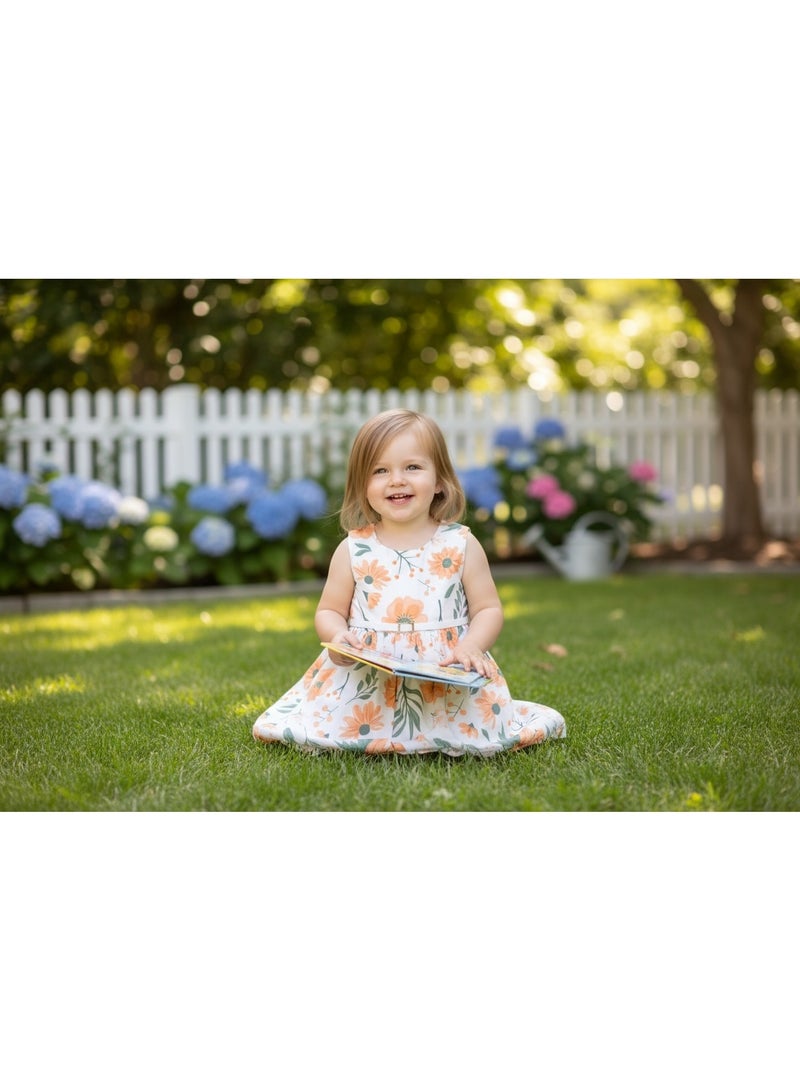 فستان بناتي مبطن من الداخل بلا أكمام برقبة دائرية - Image 1