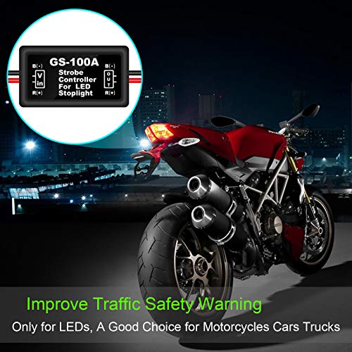 Kinstecks 2PCS LED Flash Strobe Controller Brake Light Flasher Brake Light Strobe Module for Motorcycles Cars Trucks(Only for LEDs) - Image 2