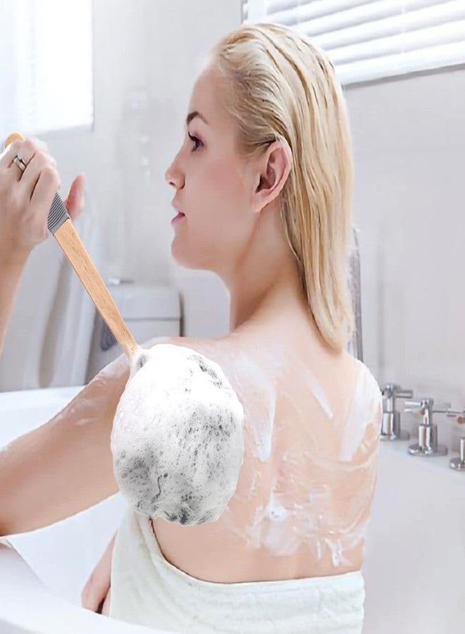 AmazerBath Shower Sponge Loofah Back Scrubber, PE Soft Mesh Loofah Body Scrubber with Long Wooden Handle, Bath Sponge for Men Women (Black) - Image 5