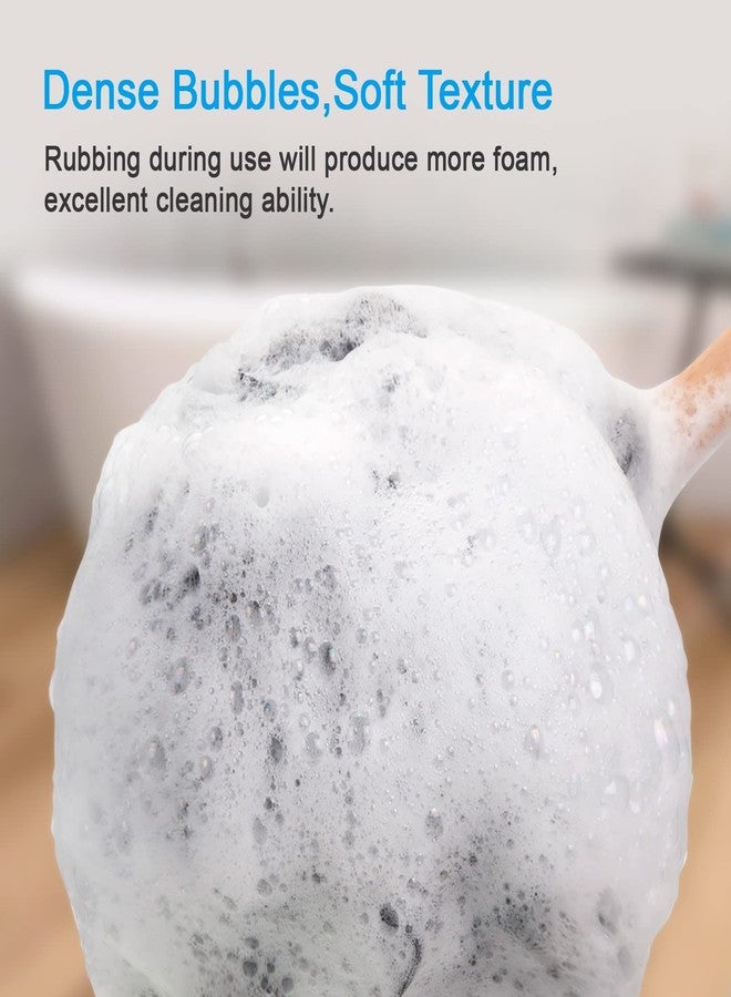 AmazerBath Shower Sponge Loofah Back Scrubber, PE Soft Mesh Loofah Body Scrubber with Long Wooden Handle, Bath Sponge for Men Women (Black) - Image 4