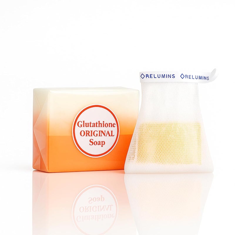 RELUMINS صابون ريلومينز الجلوتاثيون لنعومة وترطيب البشرة تنظيف عميق تقشير تغذية لجميع أنواع البشرة 150 جرام - Image 1