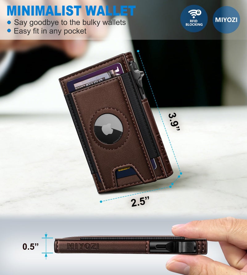 miyozi Airtag Wallet for Men, Slim Pop Up Credit Card Holder RFID Blocking Mens Minimalist wallet for 7-9 Cards ID Window, with Gift Box - Image 3