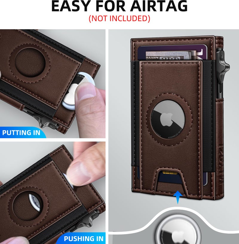 miyozi Airtag Wallet for Men, Slim Pop Up Credit Card Holder RFID Blocking Mens Minimalist wallet for 7-9 Cards ID Window, with Gift Box - Image 5