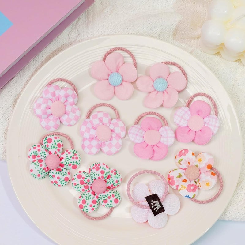 Ayesha Toddler Hair Ties Cute Flower Elastic Scrunchies Baby Girls Seamless Ponytail Holders Hair Accessories for Toddler Girl 10pcs - Image 3