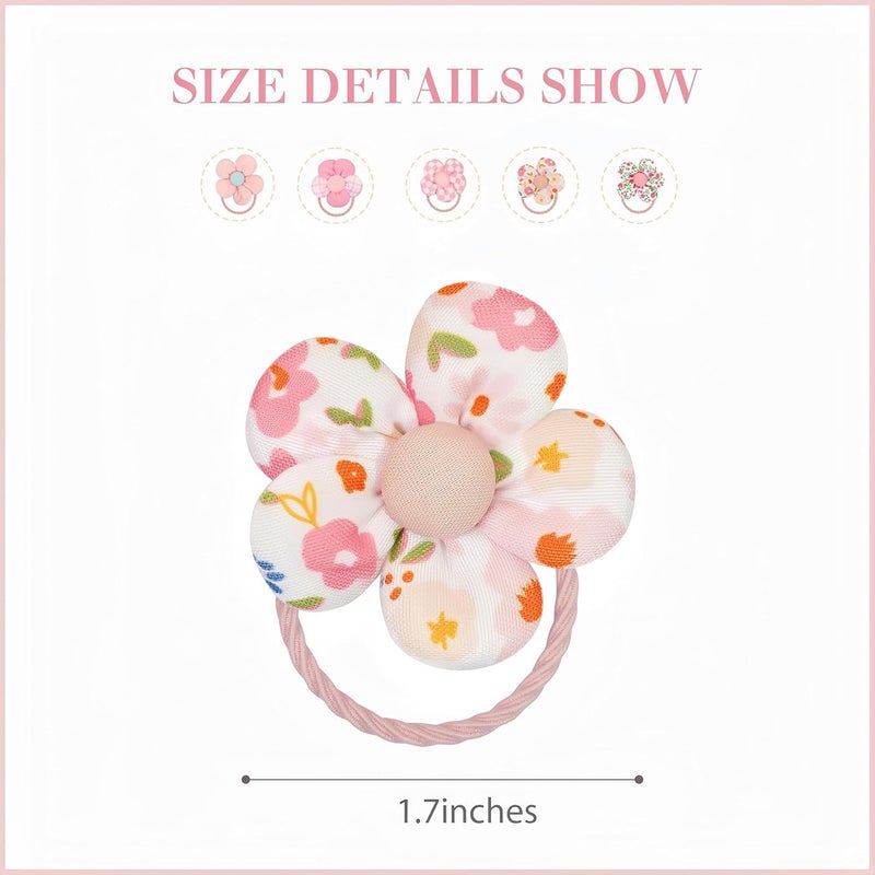 Ayesha Toddler Hair Ties Cute Flower Elastic Scrunchies Baby Girls Seamless Ponytail Holders Hair Accessories for Toddler Girl 10pcs - Image 5
