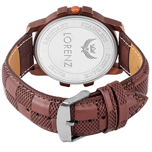 LORENZ Brown Dial Watch, Brown Wallet & Black Sunglasses Gift Box Combo for Men & Boys - Image 4
