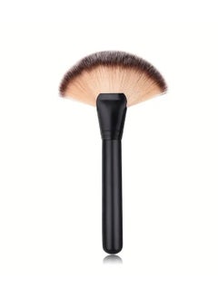 ORiTi Fan Makeup Brush Professiional Highlighting Makeup Brush Blush Bronzer Cheekbones Brush Single Large Soft and Dense Face Brush Powder Foundtion BrushesMakeup Tool - Black  - Image 4