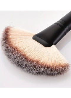 ORiTi Fan Makeup Brush Professiional Highlighting Makeup Brush Blush Bronzer Cheekbones Brush Single Large Soft and Dense Face Brush Powder Foundtion BrushesMakeup Tool - Black  - Image 2