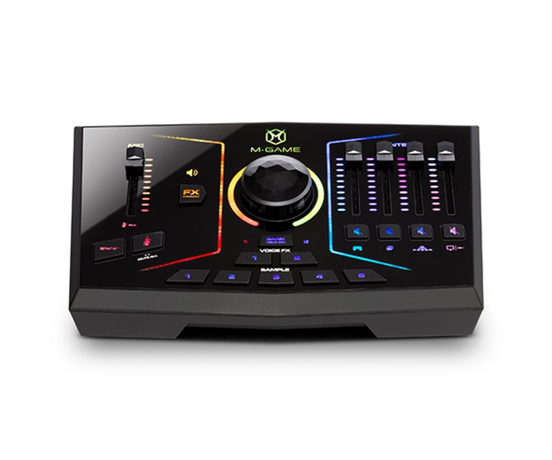 M-Audio M-Game RGB Dual Dual USB Gaming Live Sound Card Mixer Dual Voice FX 10 Sampler Pads Custom RGB Light Optical Input Multi-PC Co-host Streaming Podcast Broadcast Audio  Controller - Image 1