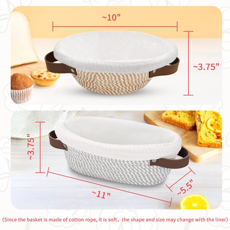 PeacePeo 38 Pcs Sourdough Starter Kit, Cotton Rope Banneton Bread Proofing Basket with Sourdough Starter Jars,10 Inch Round & Oval Proofing Basket with Liners & Covers for Artisan Bread Baking - Image 2