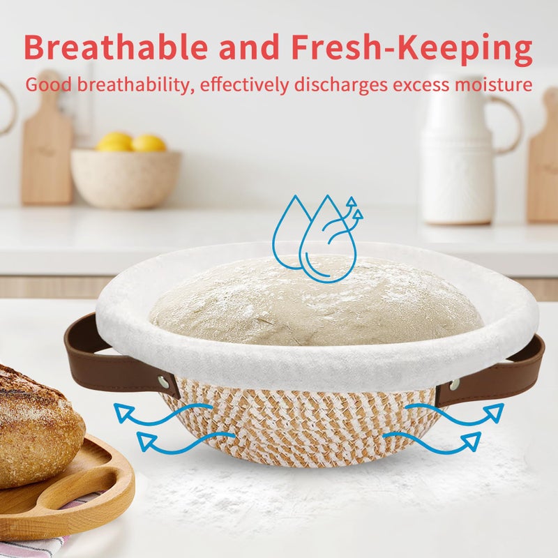 PeacePeo 38 Pcs Sourdough Starter Kit, Cotton Rope Banneton Bread Proofing Basket with Sourdough Starter Jars,10 Inch Round & Oval Proofing Basket with Liners & Covers for Artisan Bread Baking - Image 4