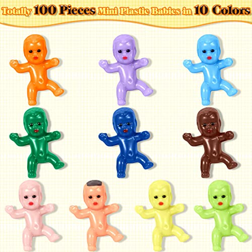 Selizo 100 Mini Plastic Babies Assorted Colors Tiny King Cake Figurines for Baby Shower Games Ice Cube Fun - Image 5