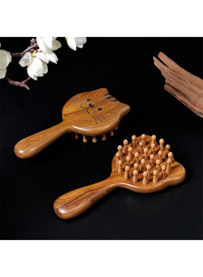 مشط تدليك فروة الرأس الخشبي، تدليك فروة الرأس الناعم - Image 2