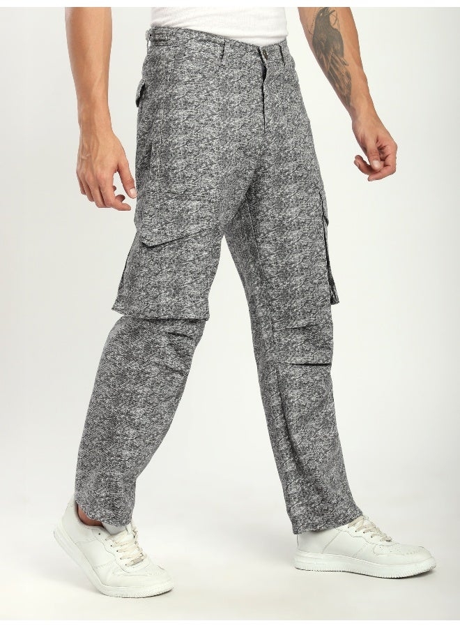 Grey Color Blast Cargo Pants for men's
