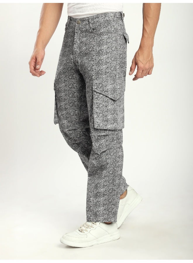 Grey Color Blast Cargo Pants for men's