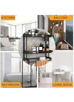 Beauenty Shower Caddy Bathroom Shelf with Towel Bar,Bathtub Accessories Wall Shelf Shower Rack with Brush Holder,2 Tier Bath Towel Rack,Storage Organizer Shelf for Bathroom Kitchen Toilet  - Image 4
