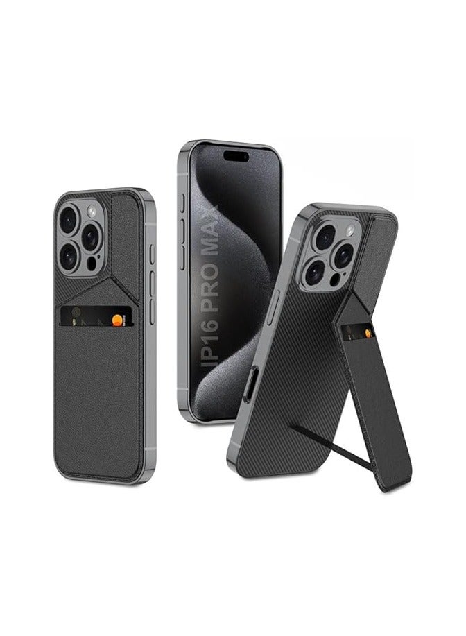 General Leather Cover Case Compatible with IPhone 16 Pro Max Case,with Hidden Bracket and Storage Card Bag, Built-in Magnetic Attraction Cover for IPhone 16 Pro Max  - Image 1