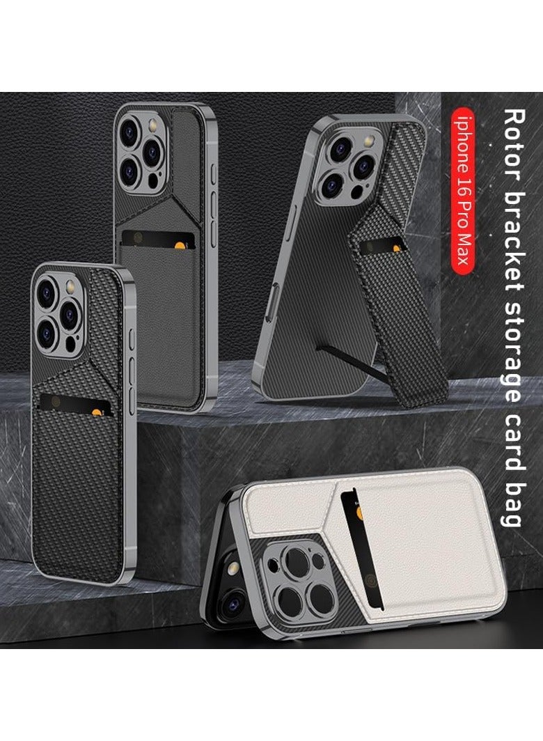 General Leather Cover Case Compatible with IPhone 16 Pro Max Case,with Hidden Bracket and Storage Card Bag, Built-in Magnetic Attraction Cover for IPhone 16 Pro Max  - Image 2