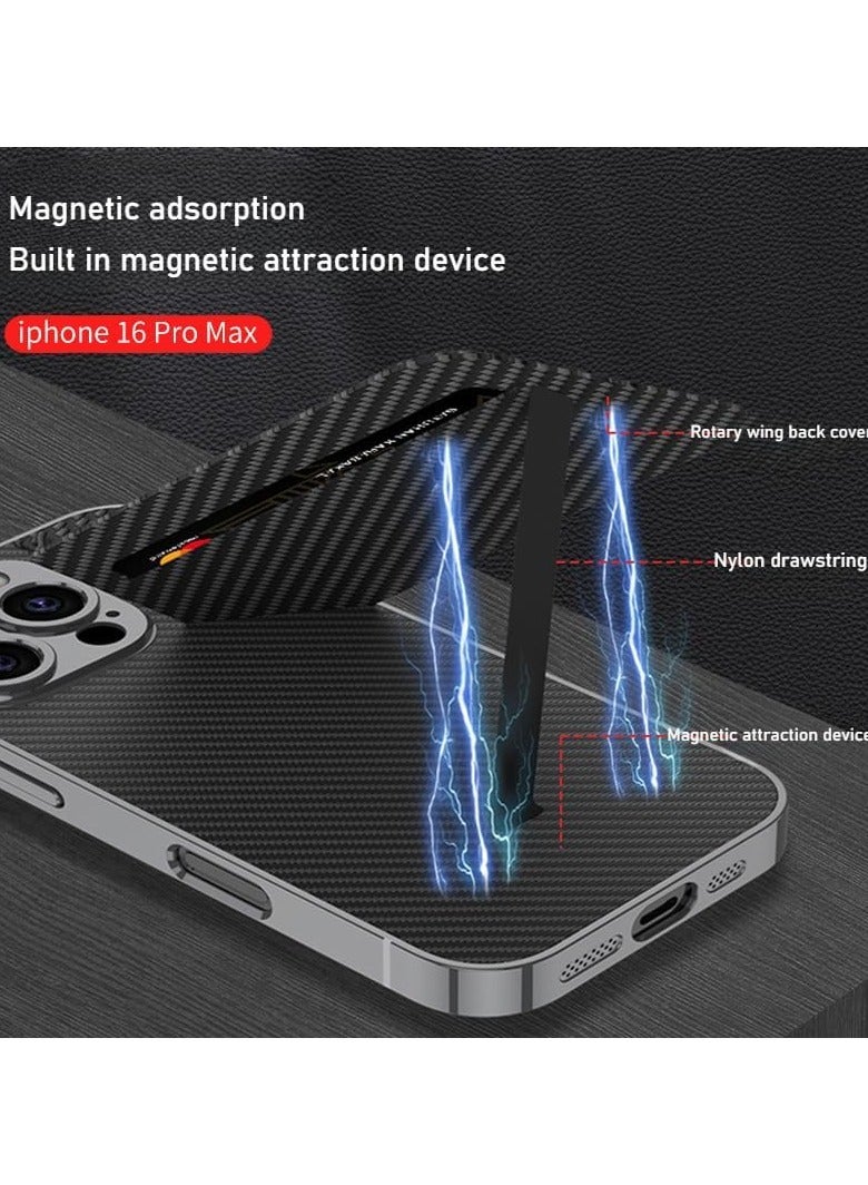 General Leather Cover Case Compatible with IPhone 16 Pro Max Case,with Hidden Bracket and Storage Card Bag, Built-in Magnetic Attraction Cover for IPhone 16 Pro Max  - Image 3
