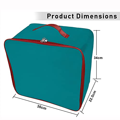 TULMAN 3 Pack Nylon Wardrobe Bag, Underbed Storage, Moisture-Proof Saree Cover with Zipper Closure & Handle - Turquoise (36 x 22.5 x 34 cm), Portable Clothes and Bedding Organizer - Image 2