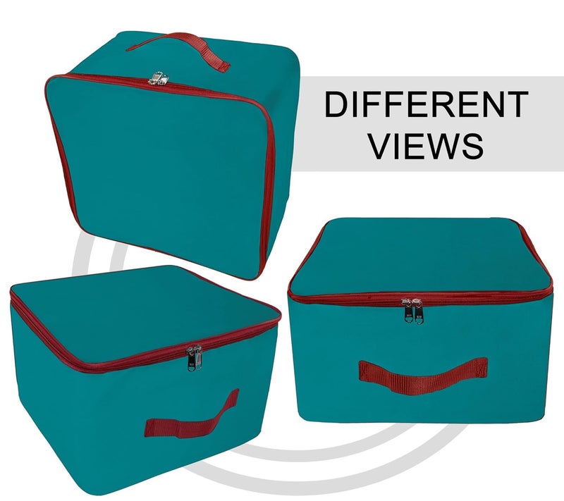 TULMAN 3 Pack Nylon Wardrobe Bag, Underbed Storage, Moisture-Proof Saree Cover with Zipper Closure & Handle - Turquoise (36 x 22.5 x 34 cm), Portable Clothes and Bedding Organizer - Image 4