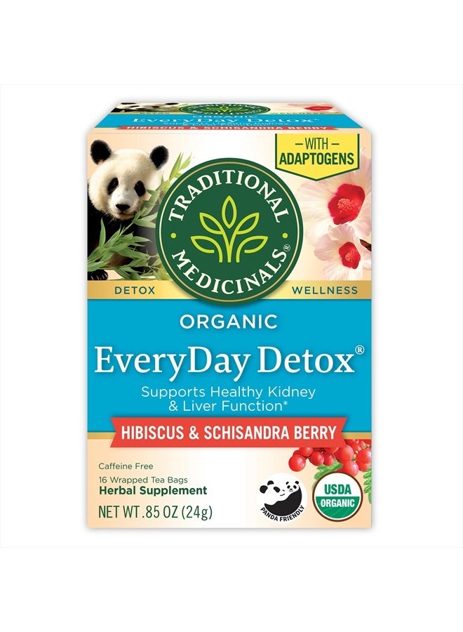 Traditional Medicinals شاي، ديتوكس يومي عضوي من توت الشيساندرا، يدعم وظيفة الكبد الصحية، ديتوكس، 16 كيس شاي - Image 1