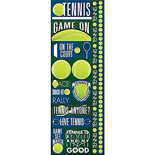 Reminisce Signature Series Cardstock Combo Stickers, 4.25 by 12-Inch, Tennis - Image 1