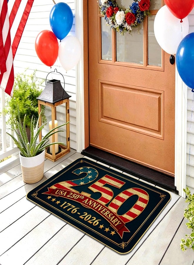 ARTDMT 250th Door Mat, Patriotic Vintage USA Anniversary Outdoor Indoor Patio Entrance Door Mats Low Profile Non Slip Outside Inside Floor Mat Rugs for Home Decor, 29x17Inch - Image 3