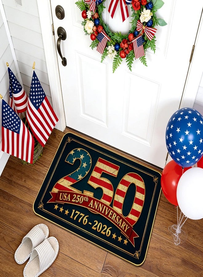 ARTDMT 250th Door Mat, Patriotic Vintage USA Anniversary Outdoor Indoor Patio Entrance Door Mats Low Profile Non Slip Outside Inside Floor Mat Rugs for Home Decor, 29x17Inch - Image 2