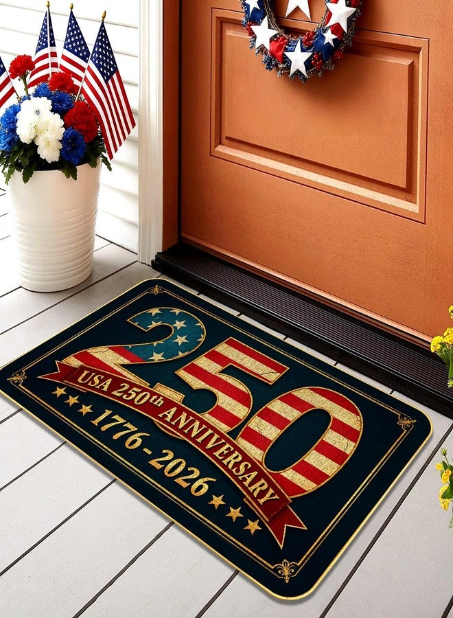 ARTDMT 250th Door Mat, Patriotic Vintage USA Anniversary Outdoor Indoor Patio Entrance Door Mats Low Profile Non Slip Outside Inside Floor Mat Rugs for Home Decor, 29x17Inch - Image 1