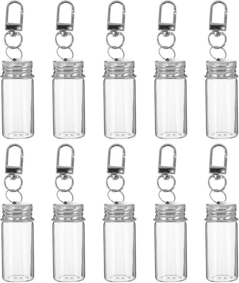 10ml Small Glass Bottle Keychain Set Of 10 Mini Seasoning Jars For DIY Wedding Favors Crafts - Image 2