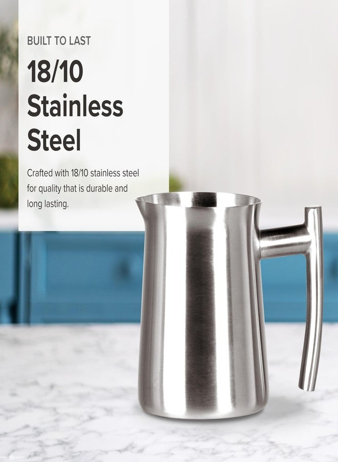 فريلنغ إبريق رغوة الحليب من الفولاذ المقاوم للصدأ من فريلينج - سعة 10 أونصة، مصنوع من الفولاذ المقاوم للصدأ المصقول 18/10 باللون الفضي - رغوة وتبخير الحليب لفن اللاتيه والإسبريسو - إبريق كريمة - آمن للغسل في غسالة الأطباق - Image 4