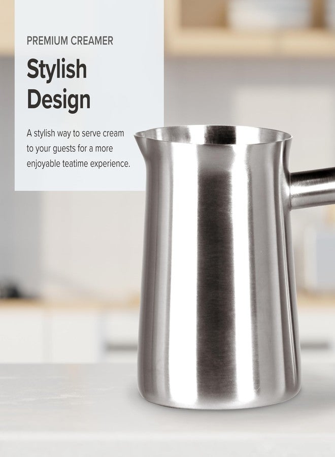 فريلنغ إبريق رغوة الحليب من الفولاذ المقاوم للصدأ من فريلينج - سعة 10 أونصة، مصنوع من الفولاذ المقاوم للصدأ المصقول 18/10 باللون الفضي - رغوة وتبخير الحليب لفن اللاتيه والإسبريسو - إبريق كريمة - آمن للغسل في غسالة الأطباق - Image 2