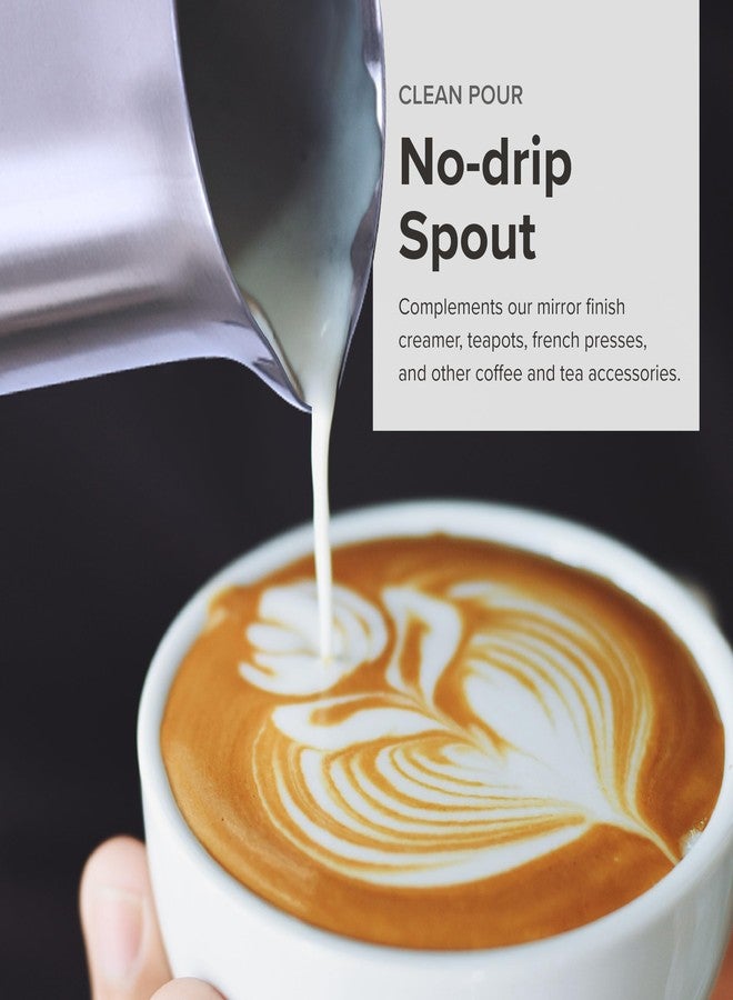 فريلنغ إبريق رغوة الحليب من الفولاذ المقاوم للصدأ من فريلينج - سعة 10 أونصة، مصنوع من الفولاذ المقاوم للصدأ المصقول 18/10 باللون الفضي - رغوة وتبخير الحليب لفن اللاتيه والإسبريسو - إبريق كريمة - آمن للغسل في غسالة الأطباق - Image 3