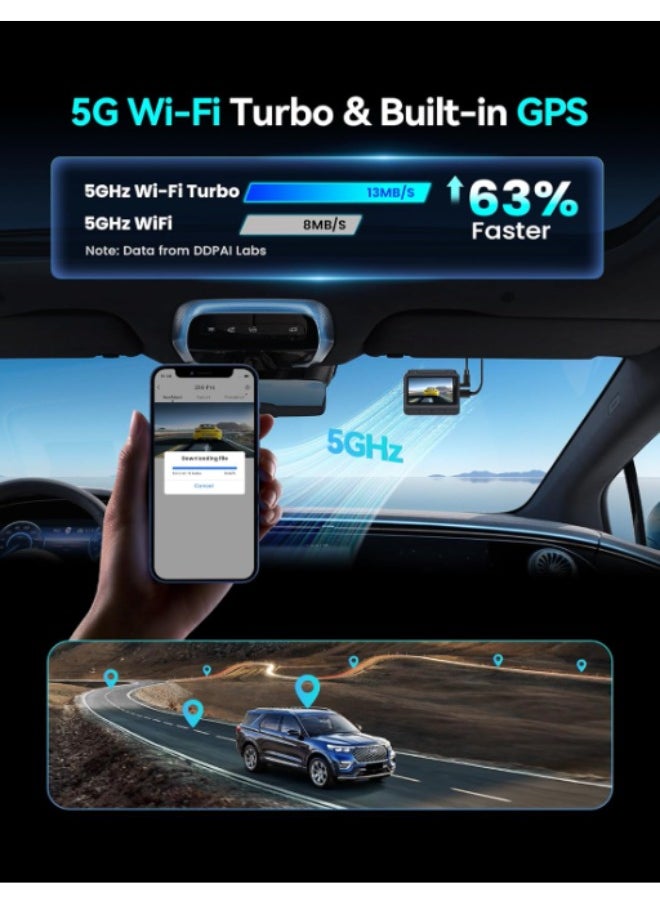 ddpai - DDPAI 4K Dash Cam Front and Rear, 4K+1080P Dash Cam, Dual STARVIS 2 Sensors,5G WiFi GPS, Dashcam with Free 32GB eMMC,Night Vision,3" IPS,HDR,ADAS,24 Hours Parking Mode,Loop Recording G-Sensor, Z60 Pro - Image 1