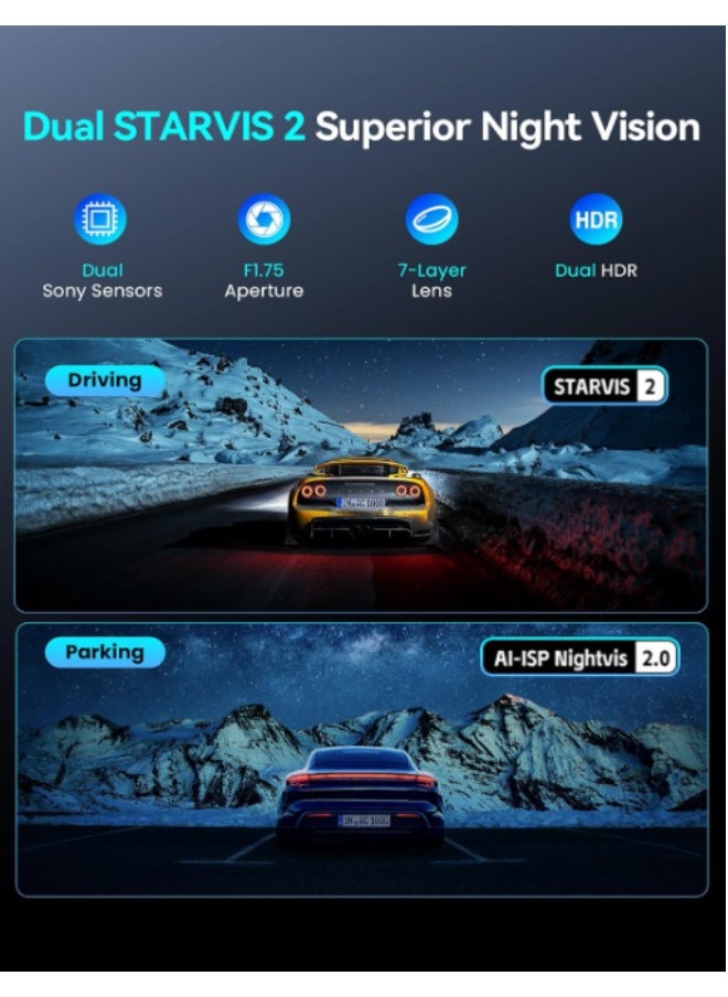 ddpai - DDPAI 4K Dash Cam Front and Rear, 4K+1080P Dash Cam, Dual STARVIS 2 Sensors,5G WiFi GPS, Dashcam with Free 32GB eMMC,Night Vision,3" IPS,HDR,ADAS,24 Hours Parking Mode,Loop Recording G-Sensor, Z60 Pro - Image 1