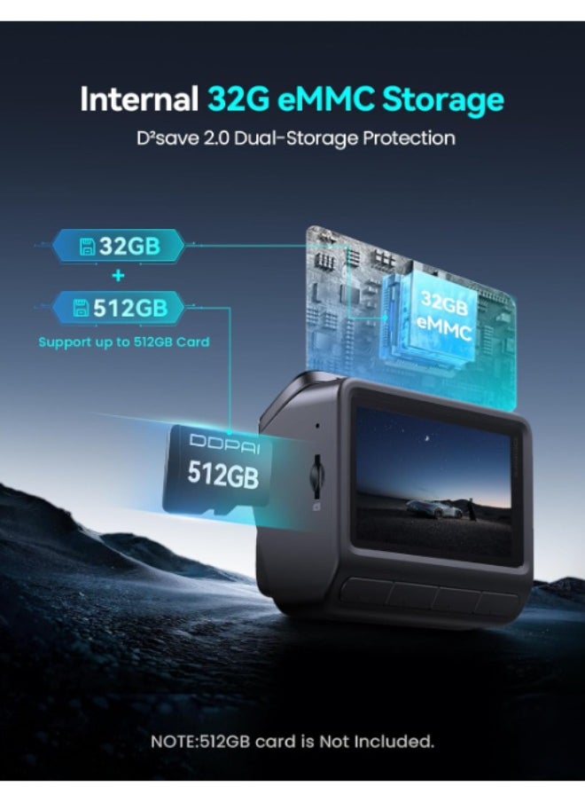 ddpai - DDPAI 4K Dash Cam Front and Rear, 4K+1080P Dash Cam, Dual STARVIS 2 Sensors,5G WiFi GPS, Dashcam with Free 32GB eMMC,Night Vision,3" IPS,HDR,ADAS,24 Hours Parking Mode,Loop Recording G-Sensor, Z60 Pro - Image 1